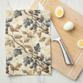 Vintage Fall Oak Löv | Elegant Blue och Guld Kökshandduk