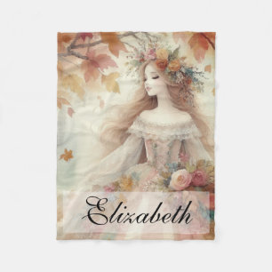Vintage Fall Princess med Höst löv Fleecefilt