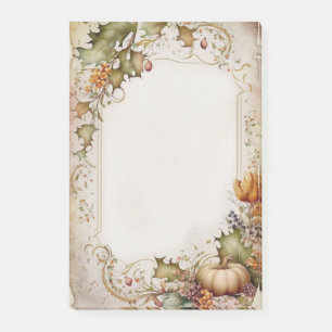 Vintage Fall Pumpkin och Leaves Post-it Block