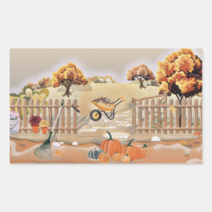 Vintage Fall pumpor höst färger vattenfärg Rektangulärt Klistermärke