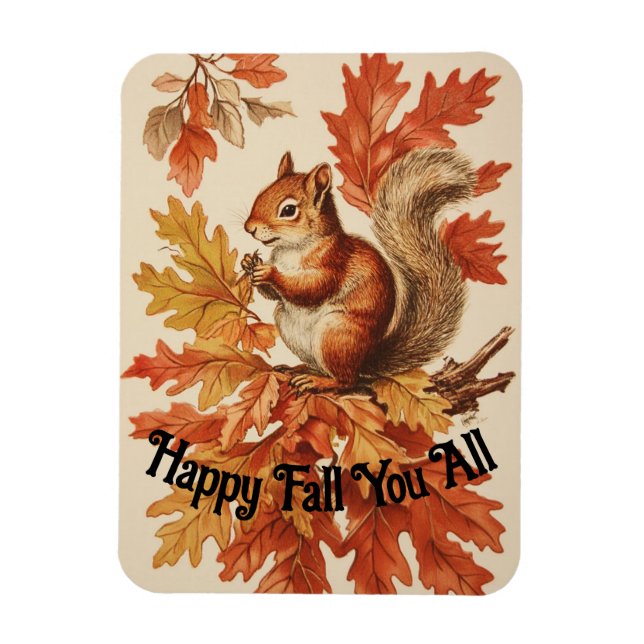 Vintage Fall Squirrel Flexible Magnet (Vertikal)