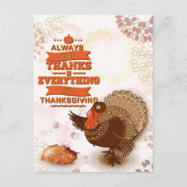 Vintage Fall Turkey Pumpkin Thanksgiving Hälsning Vykort