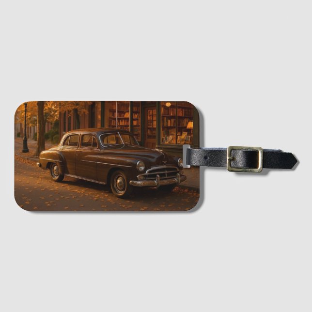 Vintage - fallande/höstbokbutik och bil bagagebricka (Framsida horisontal)