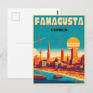 vintage Famagusta Strand Cypern presenter Vykort