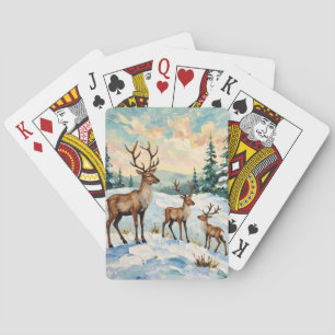 Vintage familj av renar Vinterängsmålning Casinokort