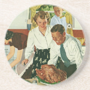 Vintage Familj Matlagning Thanksgiving Middag Kök Underlägg
