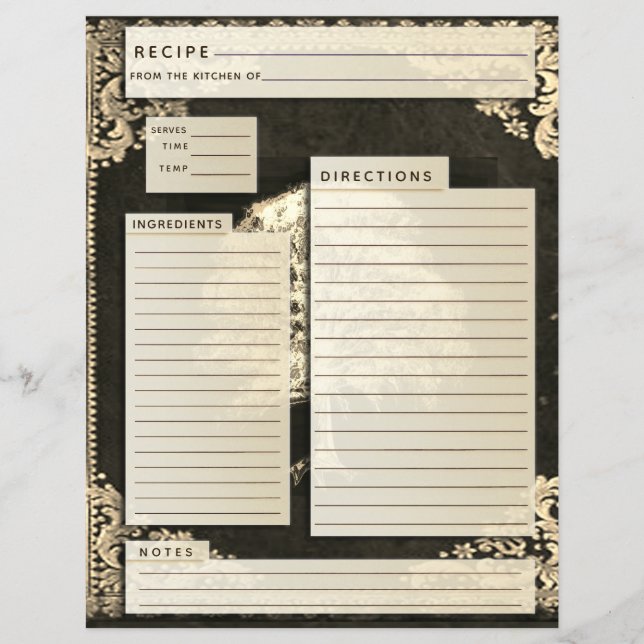 Vintage Familje Recept Infogning (Framsida)