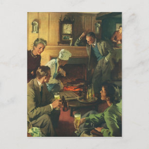 Vintage familjefest, Grillar stekar och dricker öl Inbjudan Vykort