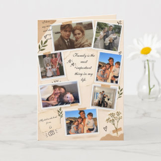 Vintage familjefoto collage vikbart kort