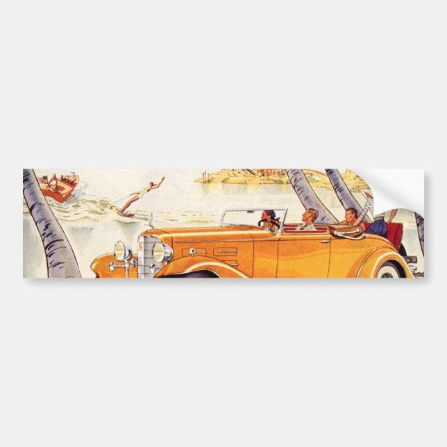 Vintage familjesemester i en cabriolet bildekal (Framsidan)