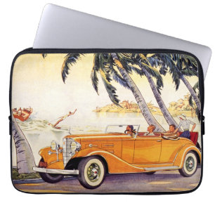 Vintage familjesemester i en cabriolet laptop sleeve