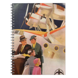 Vintage familjesemester med sjöflygplan med propel anteckningsbok