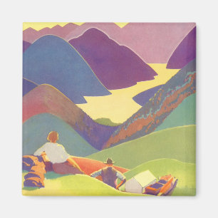 Vintage familjesemester, Picknick i bergen Magnet