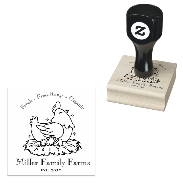 Vintage Family Farm Chicken Egg Carton Stämpel (Stämplad)