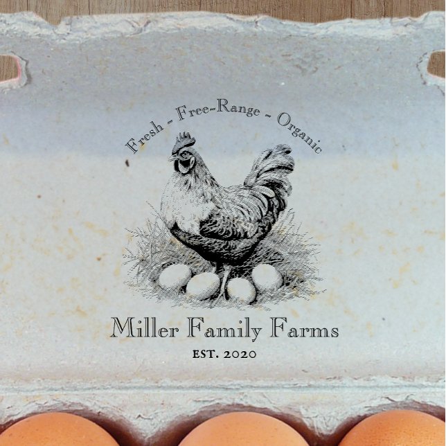 Vintage Family Farm Chicken Egg Carton Stämpel (Skapare uppladdad)