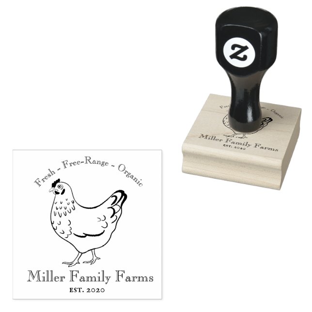 Vintage Family Farm Chicken Egg Carton Stämpel (Stämplad)