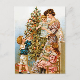 Vintage Family Julgran-dekorering Helg Vykort