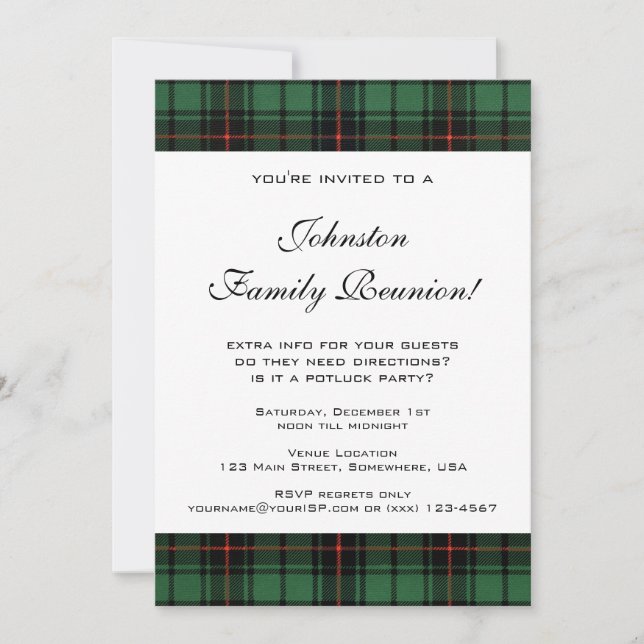 Vintage Family Reunion, Tartan Davidson Mönster Inbjudningar (Framsida)