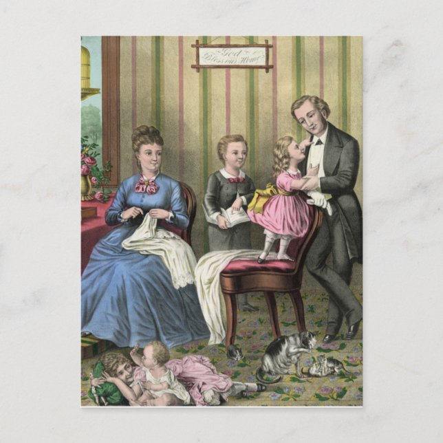 Vintage Family Scene Vykort (Framsida)