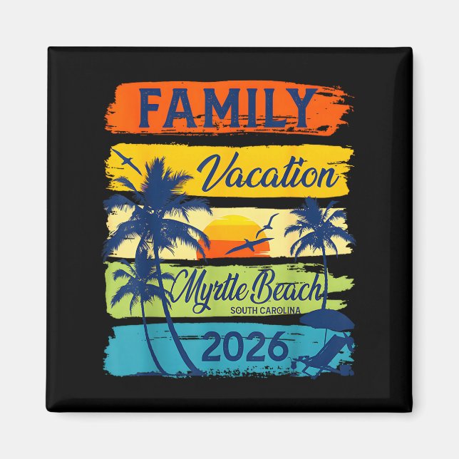 Vintage Family Vacation Myrtle-beach 2026 Matching Magnet (Framsidan)