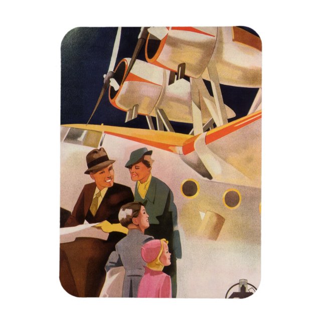 Vintage Family Vacation via Seaplane w Propellers Magnet (Vertikal)