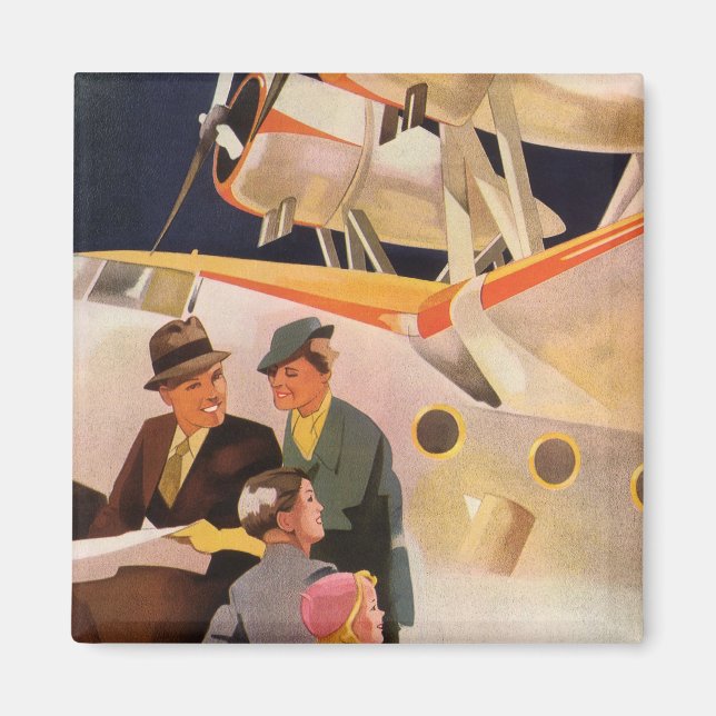 Vintage Family Vacation via Seaplane w Propellers Magnet (Framsidan)