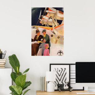 Vintage Family Vacation via Seaplane w Propellers Poster