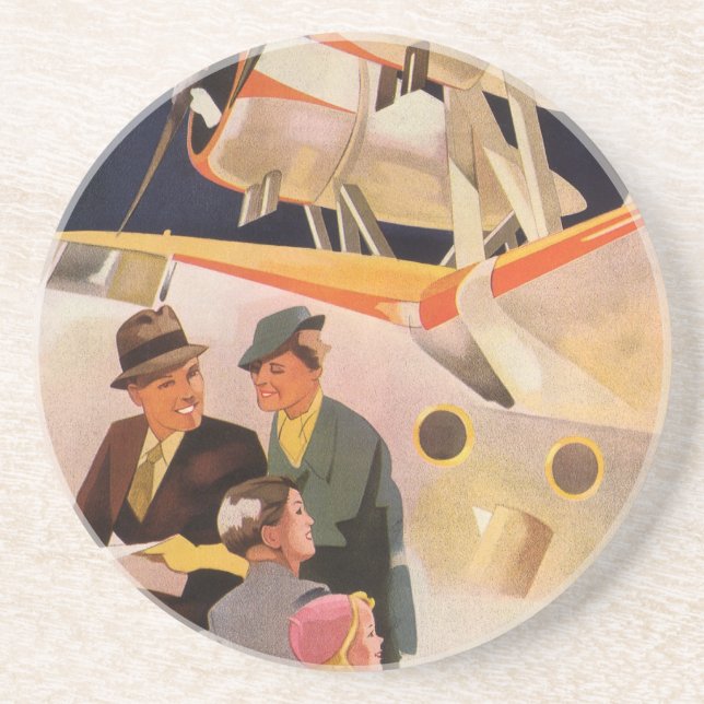 Vintage Family Vacation via Seaplane w Propellers Underlägg (Framsidan)