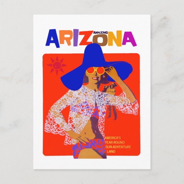 Vintage Fantastisk Arizona Travel Vykort (Framsida)