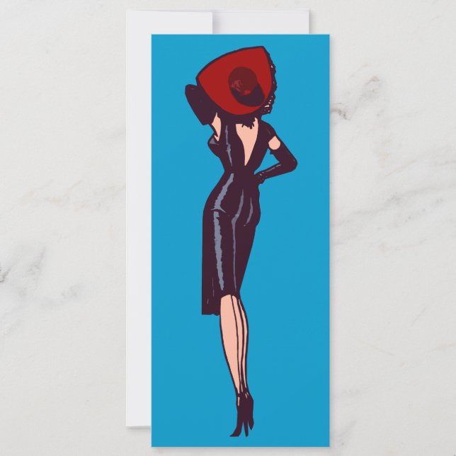 Vintage fantastisk glamourflicka retro pinup inbjudningar (Framsida)
