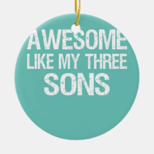 Vintage Fantastisk som mina tre sons Boys Mamma Pa Julgransprydnad Keramik
