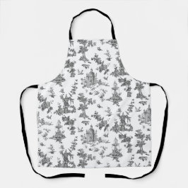 Vintage Fantastiskt Fontän och Träd Toile-B & W