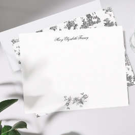 Vintage Fantastiskt Fontän och Träd Toile-B & W Anteckningskort
