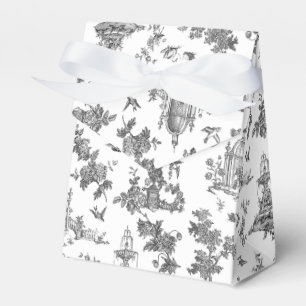 Vintage Fantastiskt Fontän och Träd Toile-B & W Presentaskar