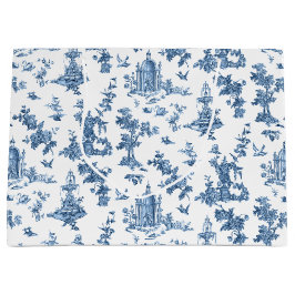Vintage Fantastiskt Fontän och Träd Toile-Blue