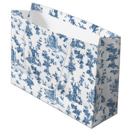 Vintage Fantastiskt Fontän och Träd Toile-Blue