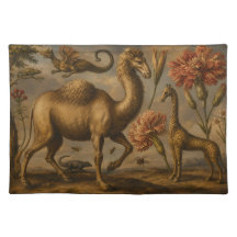 Vintage Fantasy Botanisk Djur Oljemålning