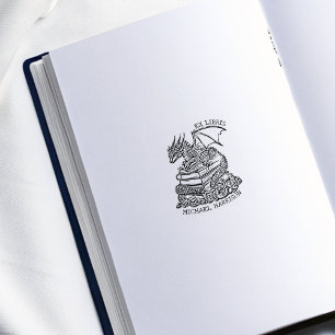 Vintage Fantasy Dragon Bookplate Stämpel