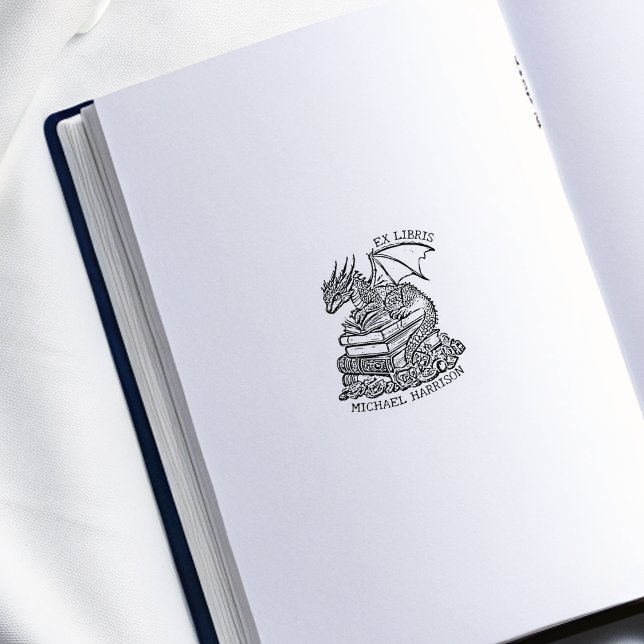 Vintage Fantasy Dragon Bookplate Stämpel (Skapare uppladdad)