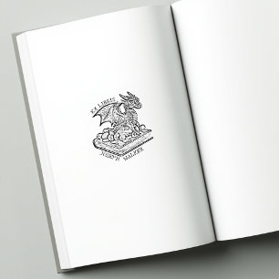 Vintage Fantasy Dragon Ex Libris Stämpel