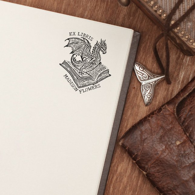 Vintage Fantasy Drak Ex Libris  Stämpel (Skapare uppladdad)