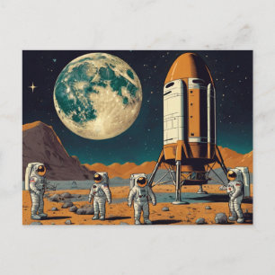 Vintage Fantasy Mars Landing Helg Vykort