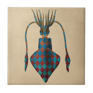 Vintage Fantasy Squid Kakelplatta