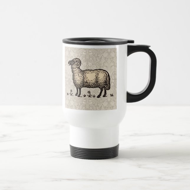Vintage Får Illustration: Klassisk Bondgårdskonst Resemugg (Höger)
