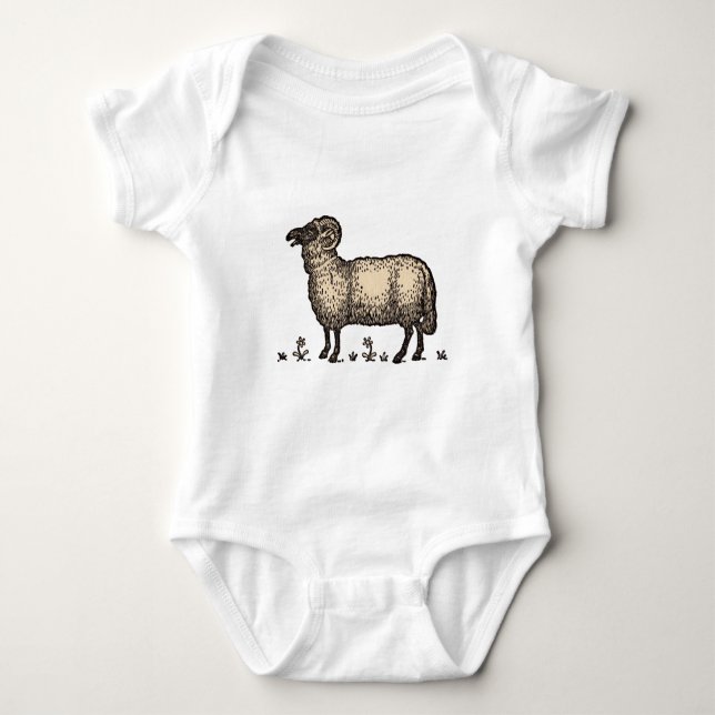 Vintage Får Illustration: Klassisk Bondgårdskonst Tee (Framsida)