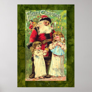 Vintage Far Tucks julPoster i Jultomten Poster