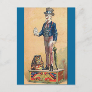 Vintage farbror Sam Coin Bank Vykort