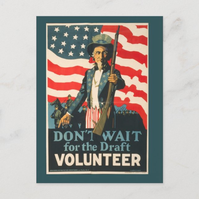 Vintage farbror Sam Krig vykort (Framsida)