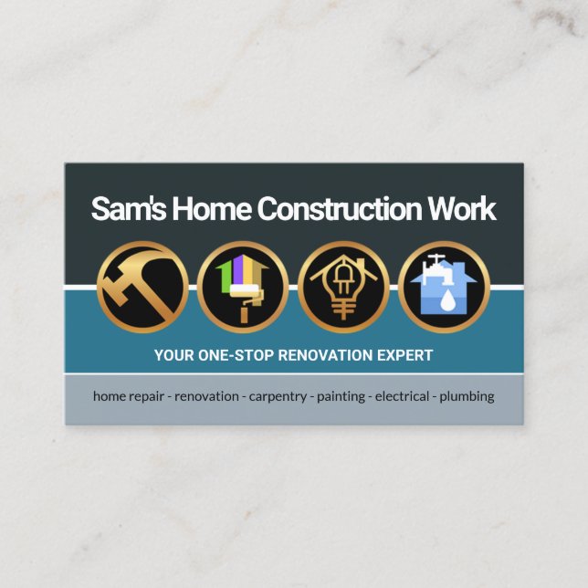 Vintage Färg Handyman Verktyg Contrader Builder Visitkort (Framsida)