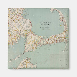 Vintage färg karta i Cape Cod, Massachusetts Magnet